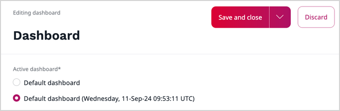 Select active dashboard Select active dashboard